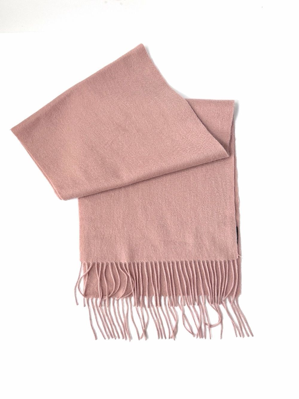 Ovcio Cashmere Scarf Dusty Pink Fringe Soft Long Wrap 72 x 13.5" Excellent